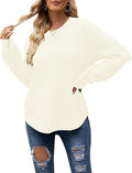 Women's Waffle Knit Pullover Sweater - Relaxed Fall Crew Neck