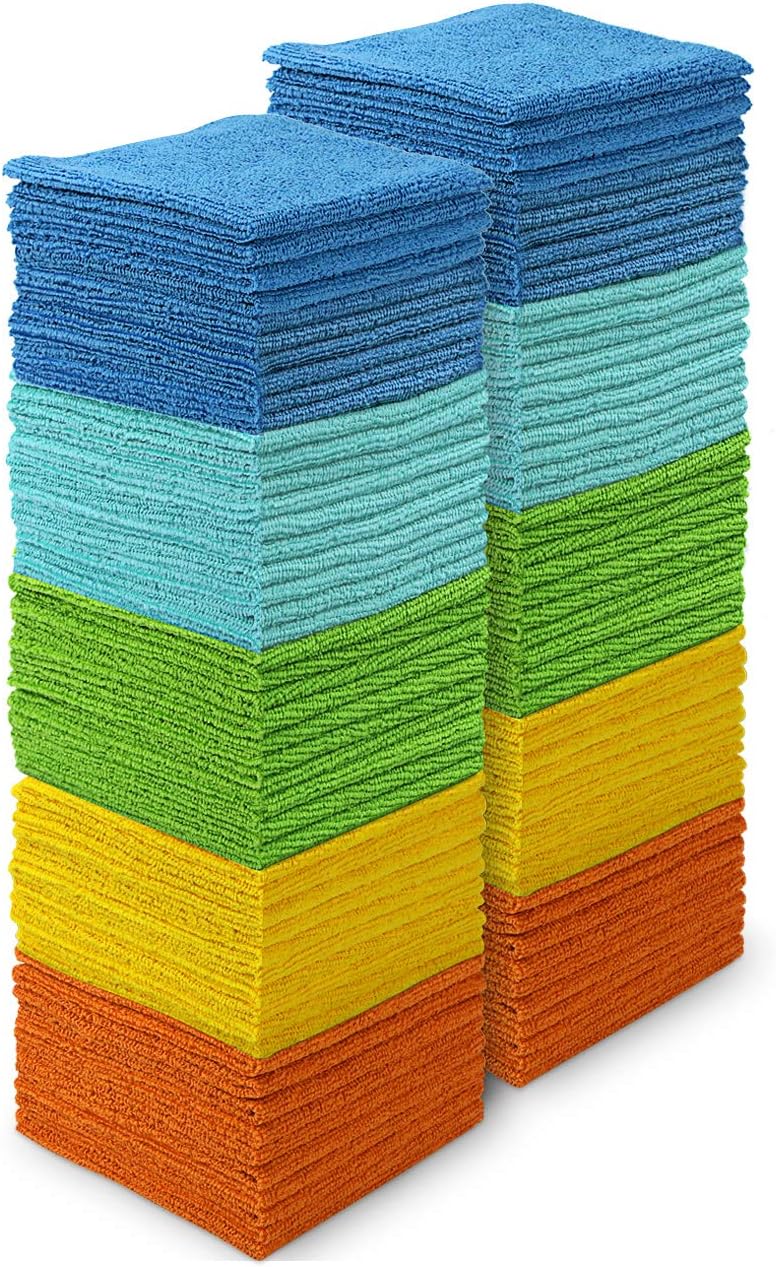 100-Pack AIDEA Microfiber Cleaning Cloths - Lint-Free, Absorbent Towels