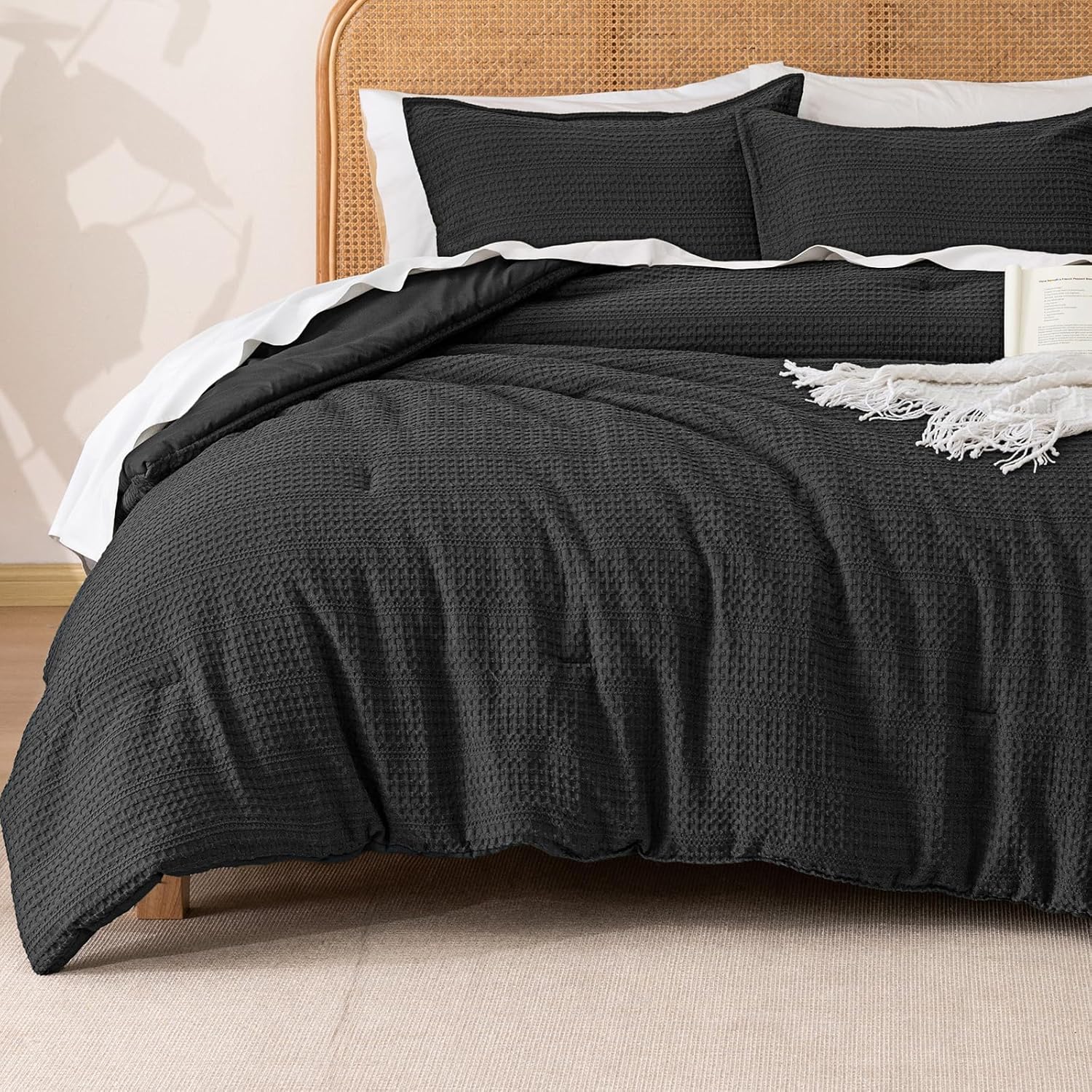 PHF Soft Waffle Comforter Set Queen Size for All Seasons