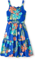 Short Sleeve Fashion Dress for Girls - Twirl-Ready Tropical Midi
