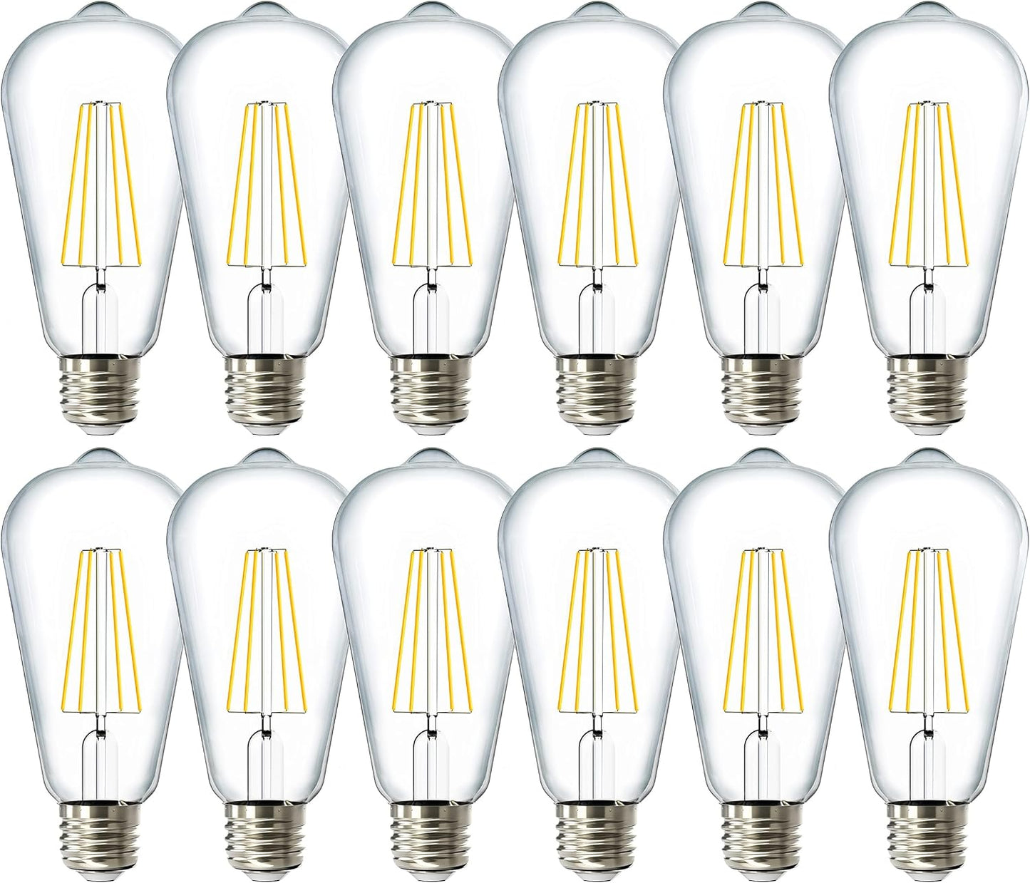 Sunco 12 Pack Edison Bulbs LED ST64 for Vintage Lighting Needs