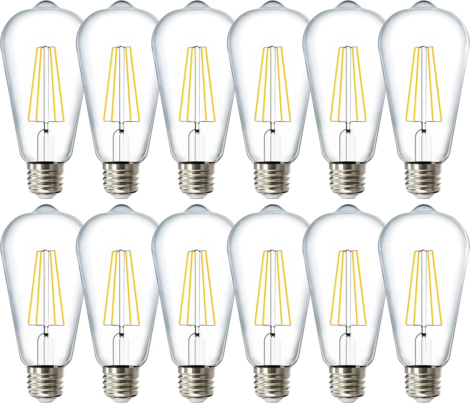 Sunco 12 Pack Edison Bulbs LED ST64 for Vintage Lighting Needs