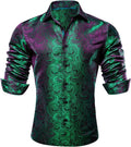 Paisley 70s Disco Silk Dress Shirt for Men - Elegant Jacquard Style