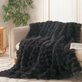 COOVA Faux Fur Throw Blanket for Couch, Cozy Plush Bubble Design