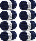 Chunky Yarn Navy Blue - #10 Jumbo Chenille 8 Skein Pack