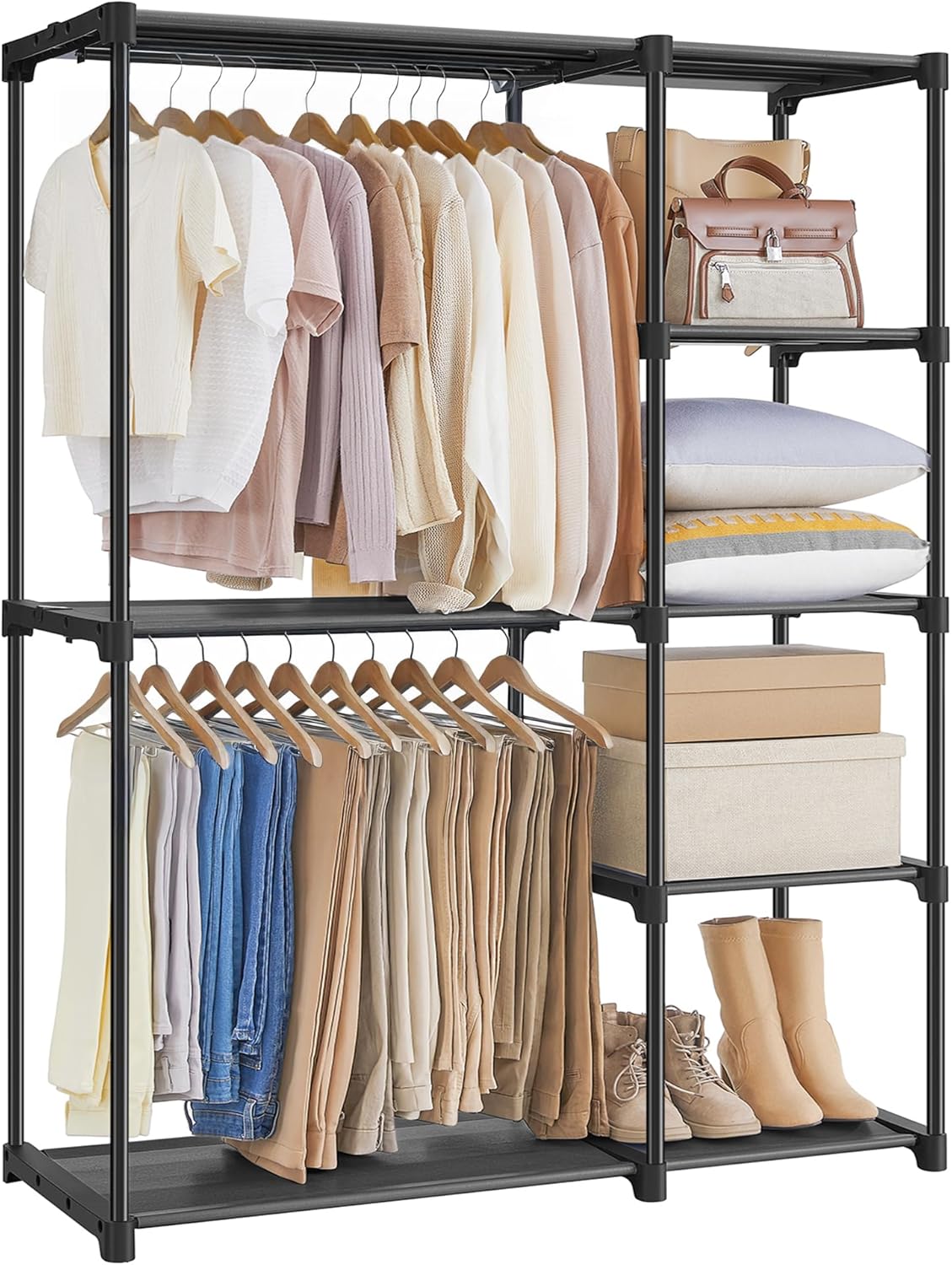 SONGMICS Portable Closet Organizer with Shelves and Rods