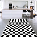 Checkered Rug 5x7 Black and White - Washable Low-Pile Modern Rug