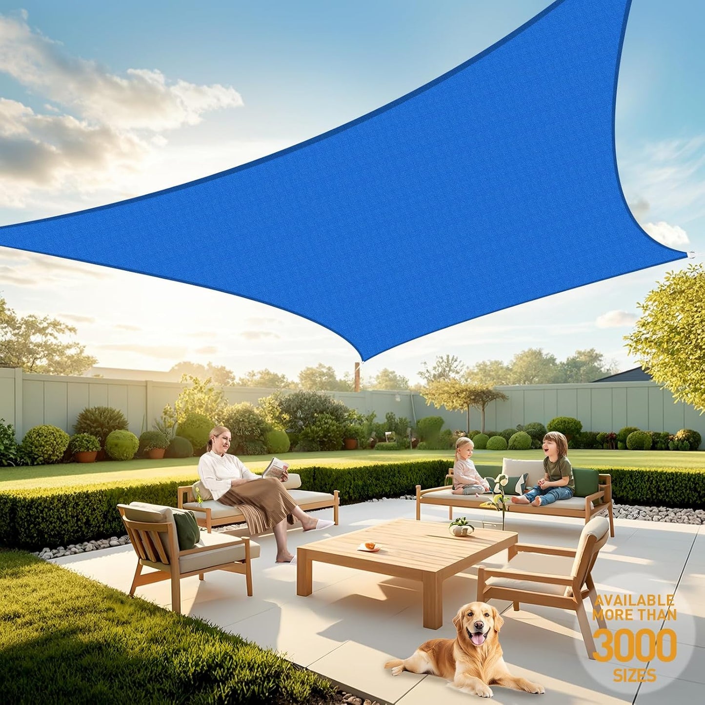 Artpuch Sun Shade Sail 12ftx16ft Blue Rectangle for Outdoor Use