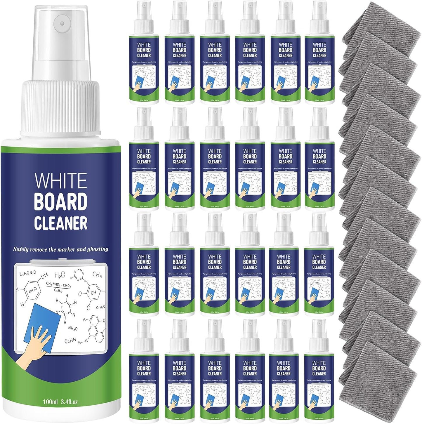 Loopeer 24 Pack Whiteboard Cleaner Spray for Stubborn Marks