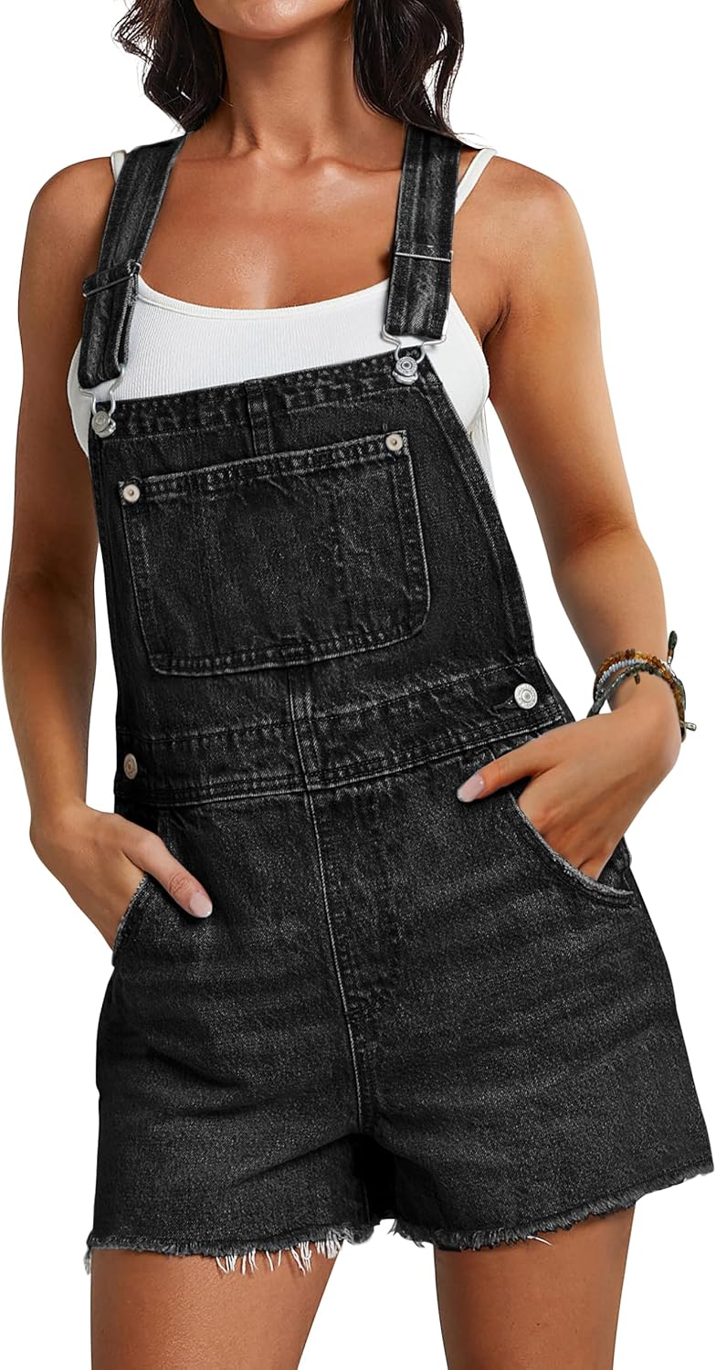 Qazel Vorrlon Denim Overall Shorts for Women Casual Summer Style