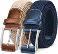BULLIANT Belt for Men 2Pack Stretch Braided Web Belt - Comfortable Fit