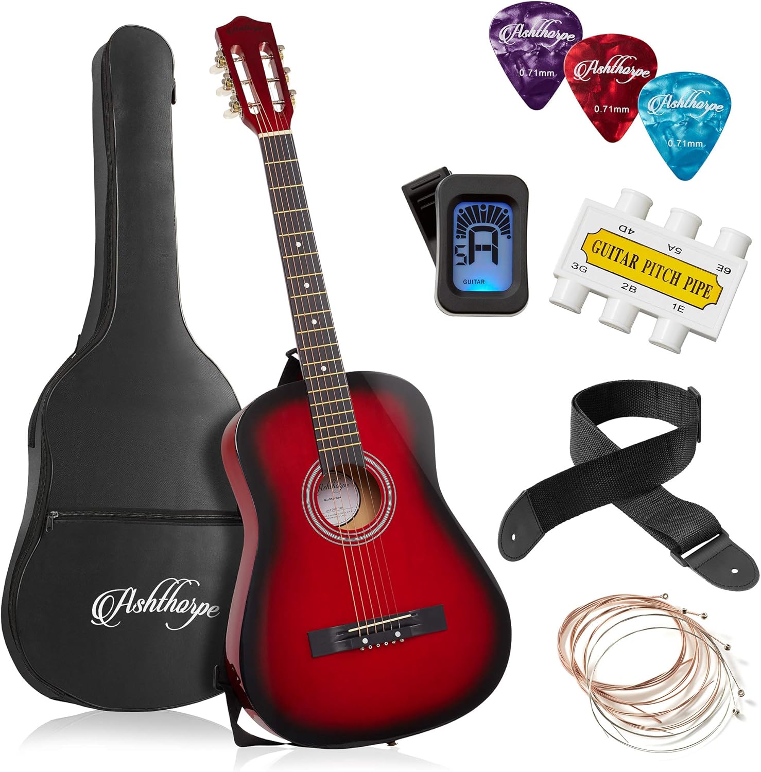 38-inch Beginner Acoustic Guitar Package for New Musicians