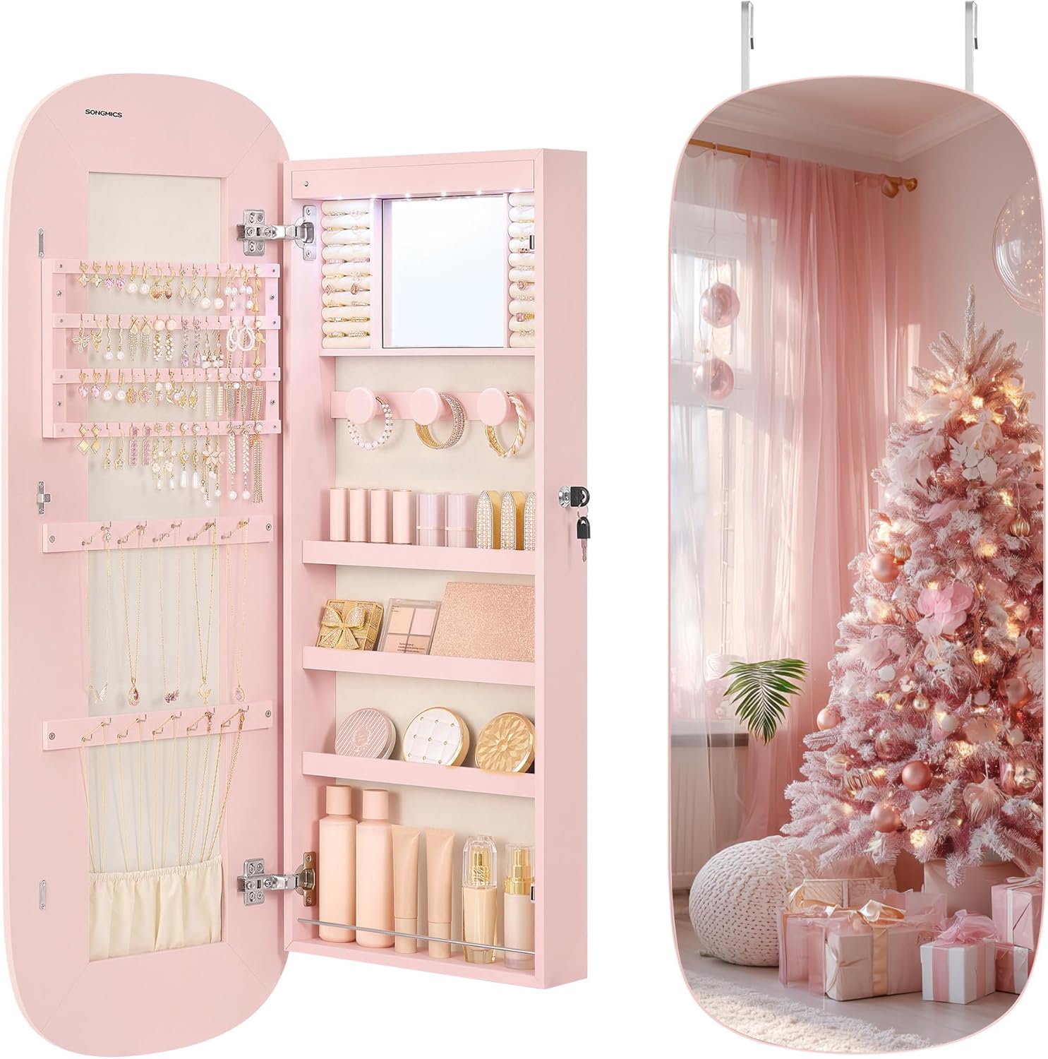 SONGMICS Jewelry Organizer with LED Mirror for Elegant Storage