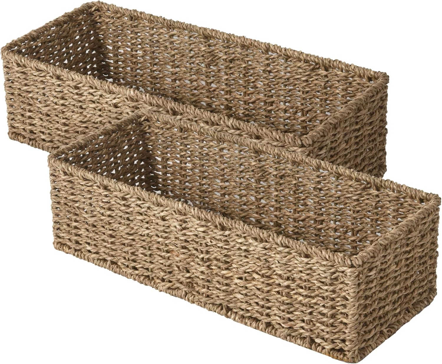 StorageWorks Toilet Tank Basket for Bathroom - 2-Pack Seagrass