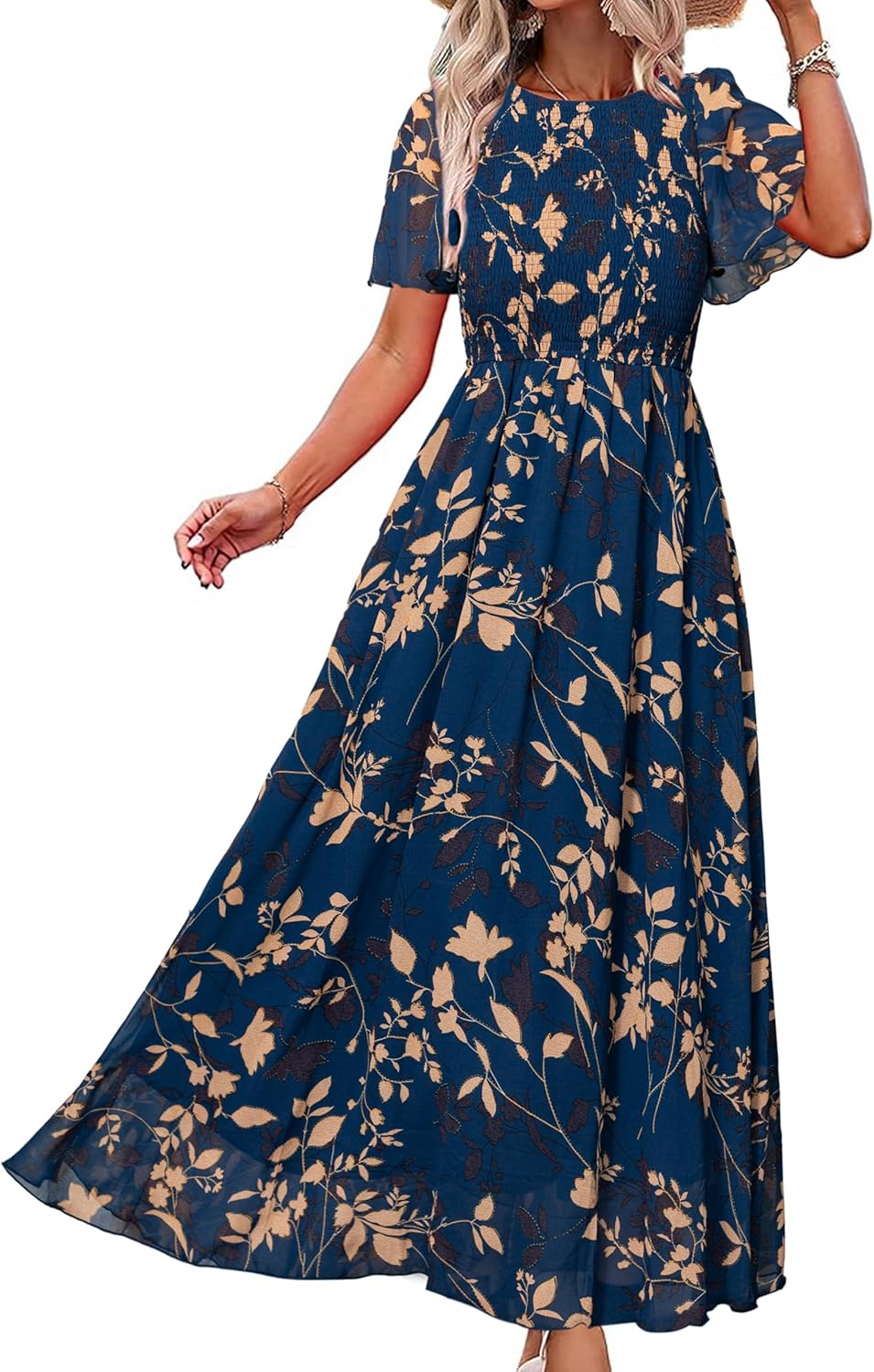 Simplee Womens Summer Floral Casual Maxi Dress for Elegance