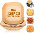 8-Inch Square Air Fryer Liners 125Pcs - Disposable Parchment for 5-8QT
