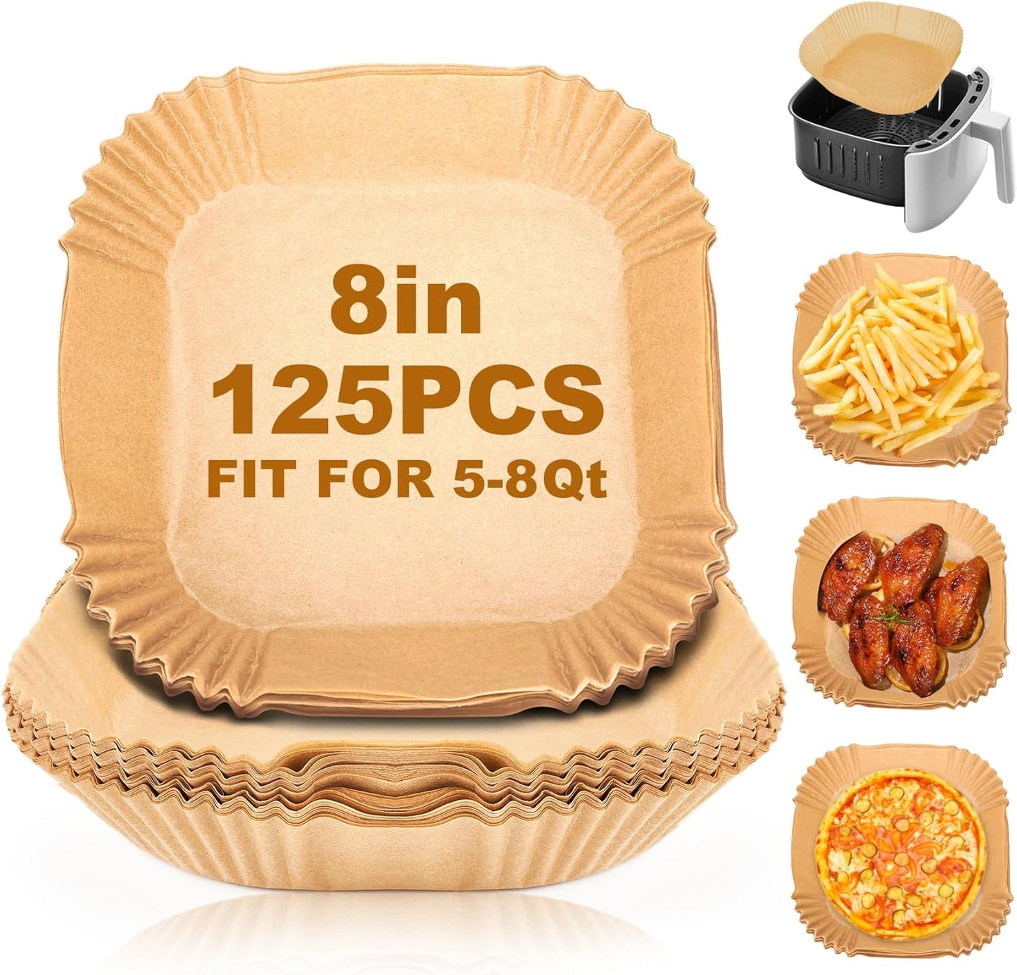 125 Disposable Air Fryer Liners - Easy Clean-up!