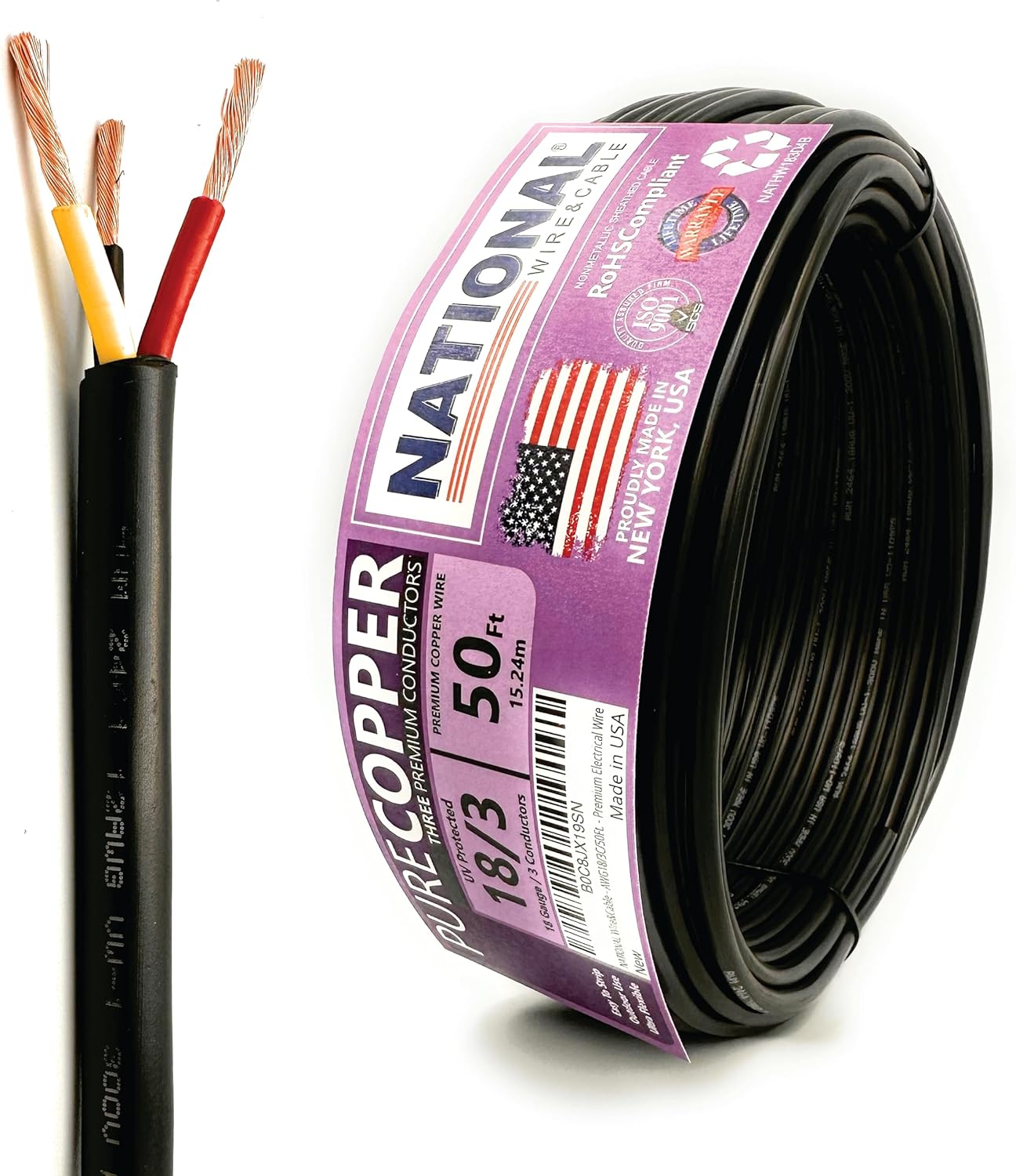 18 AWG 3-Conductor Premium Copper Wire for DIY Projects