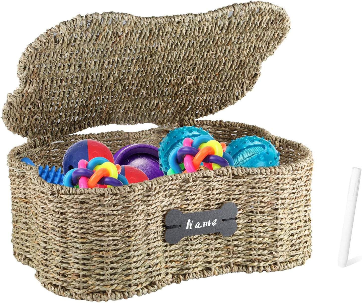 Seagrass Wicker Baskets for Dog Toys - Personalized Storage Bin