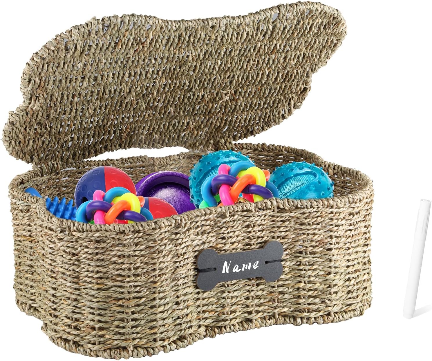 Seagrass Wicker Baskets for Dog Toys - Personalized Storage Bin