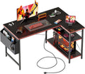 L Shaped Computer Desk with Power Outlets - Compact Corner Desk