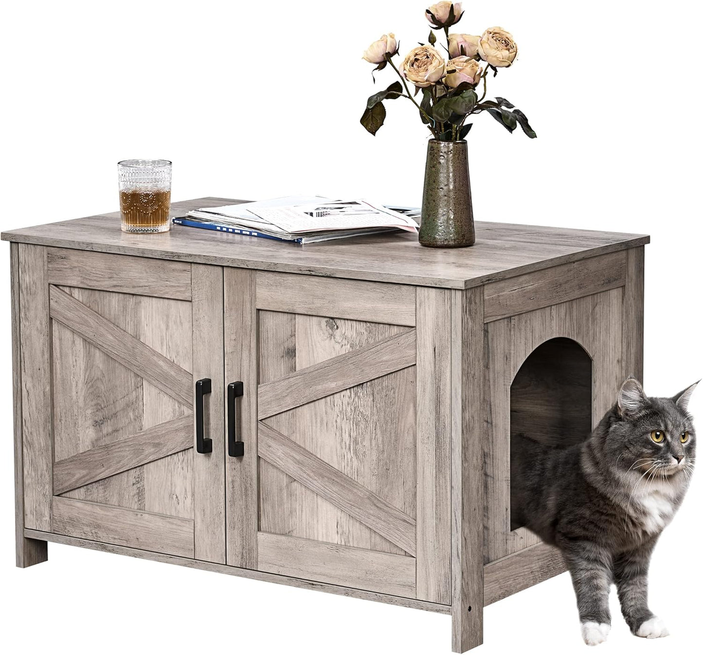 Homhedy Cat Litter Box Enclosure for Stylish Pet Washroom