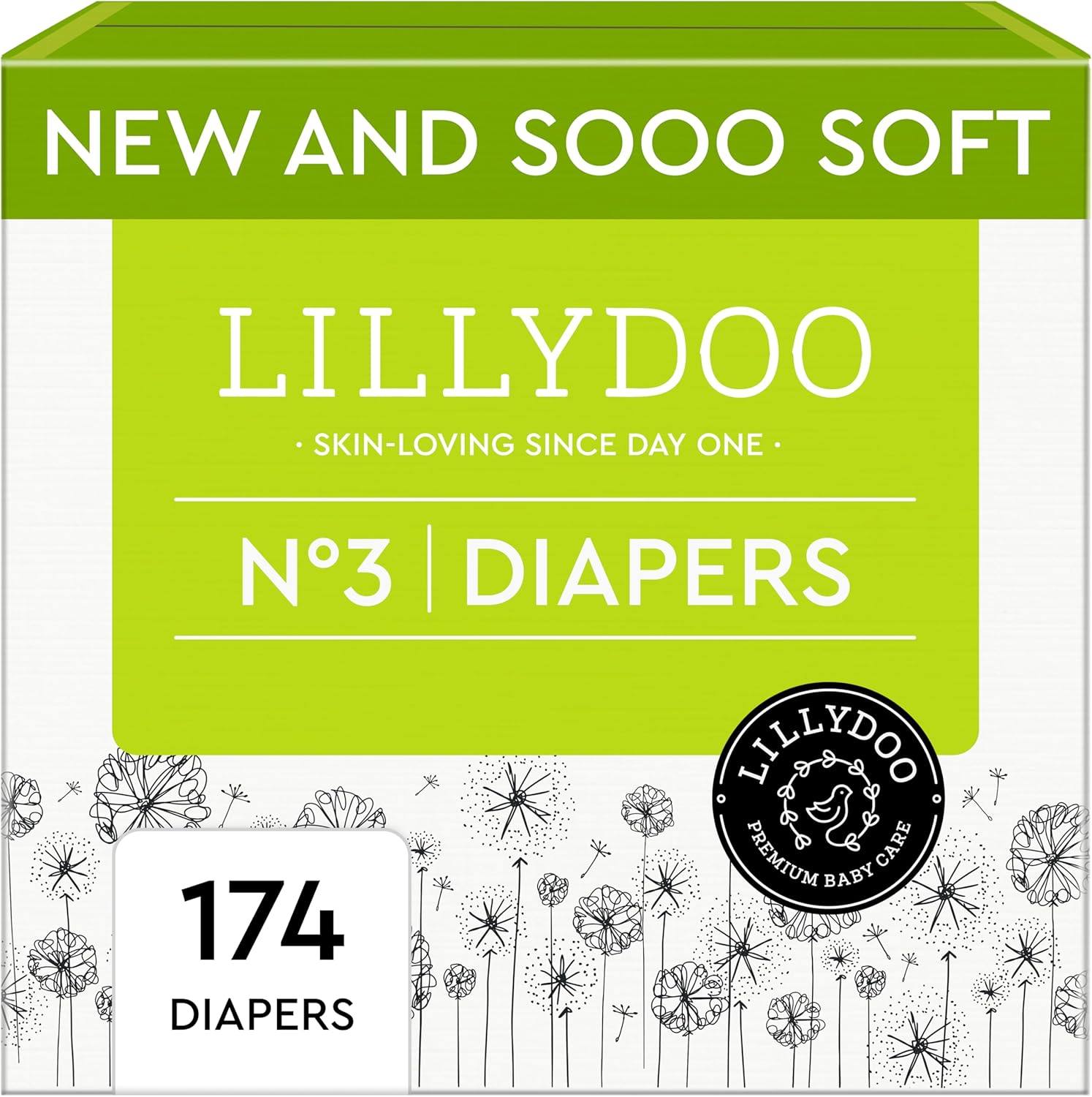 LILLYDOO Baby Diapers Size 3 - Soft, Absorbent, Leak-Free