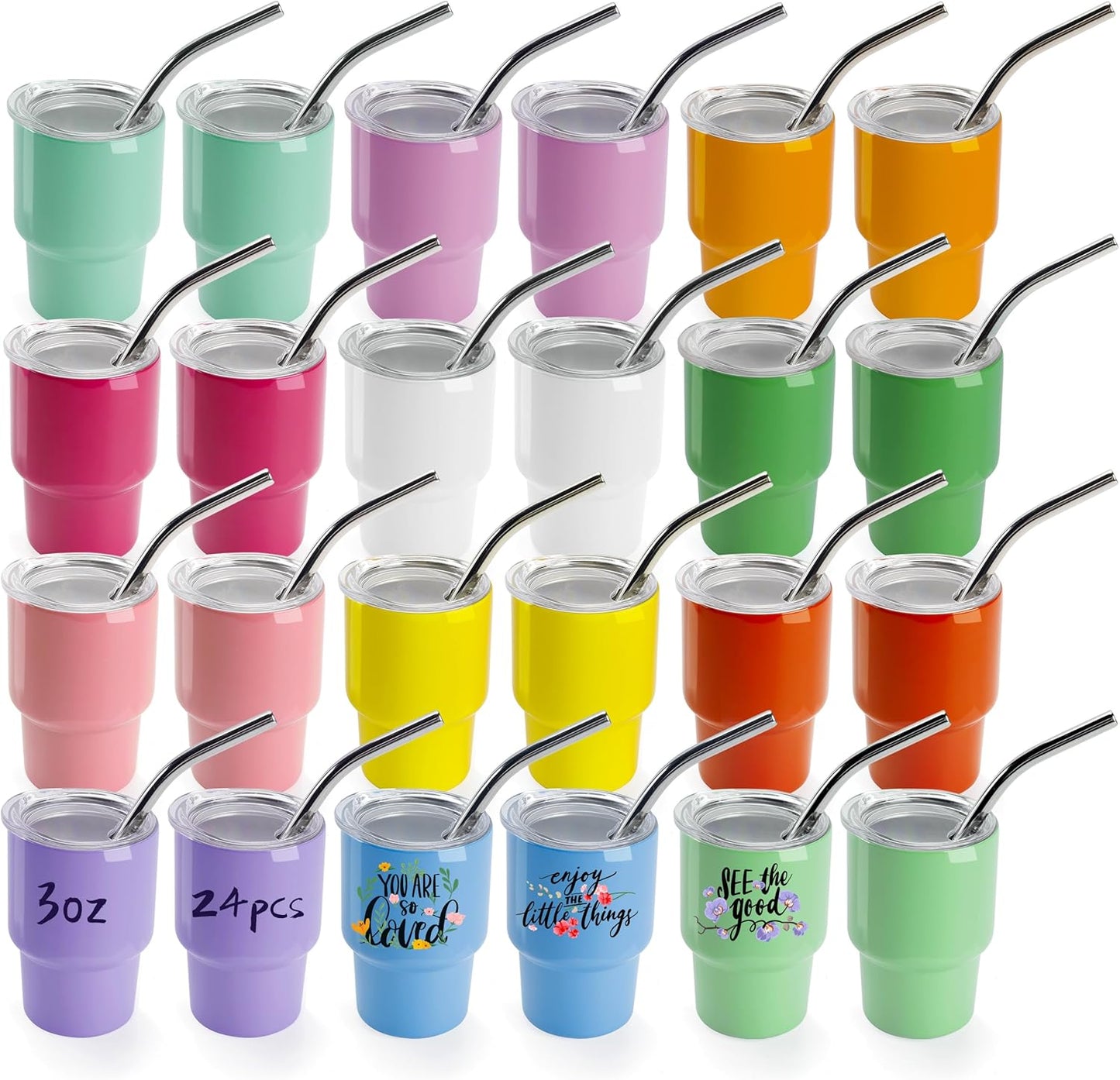 Mini Tumbler Shot Glasses with Lids and Straws for Parties