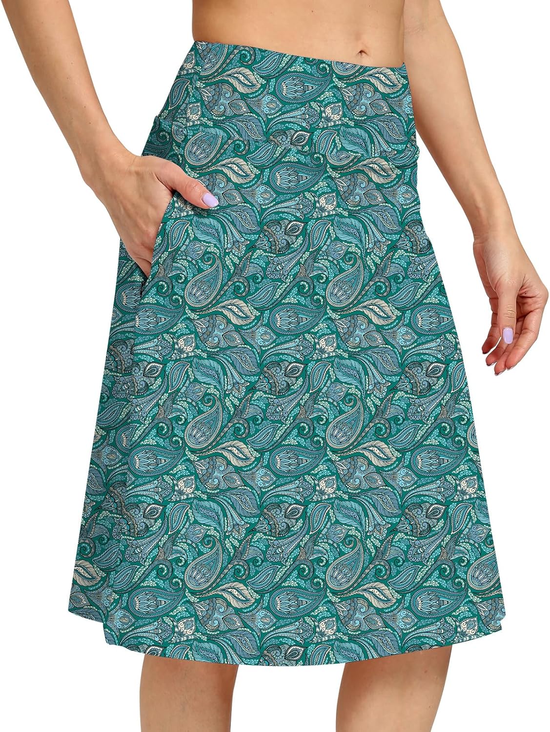 Womens Skorts Modest Knee Length Athletic Midi Running Skirt
