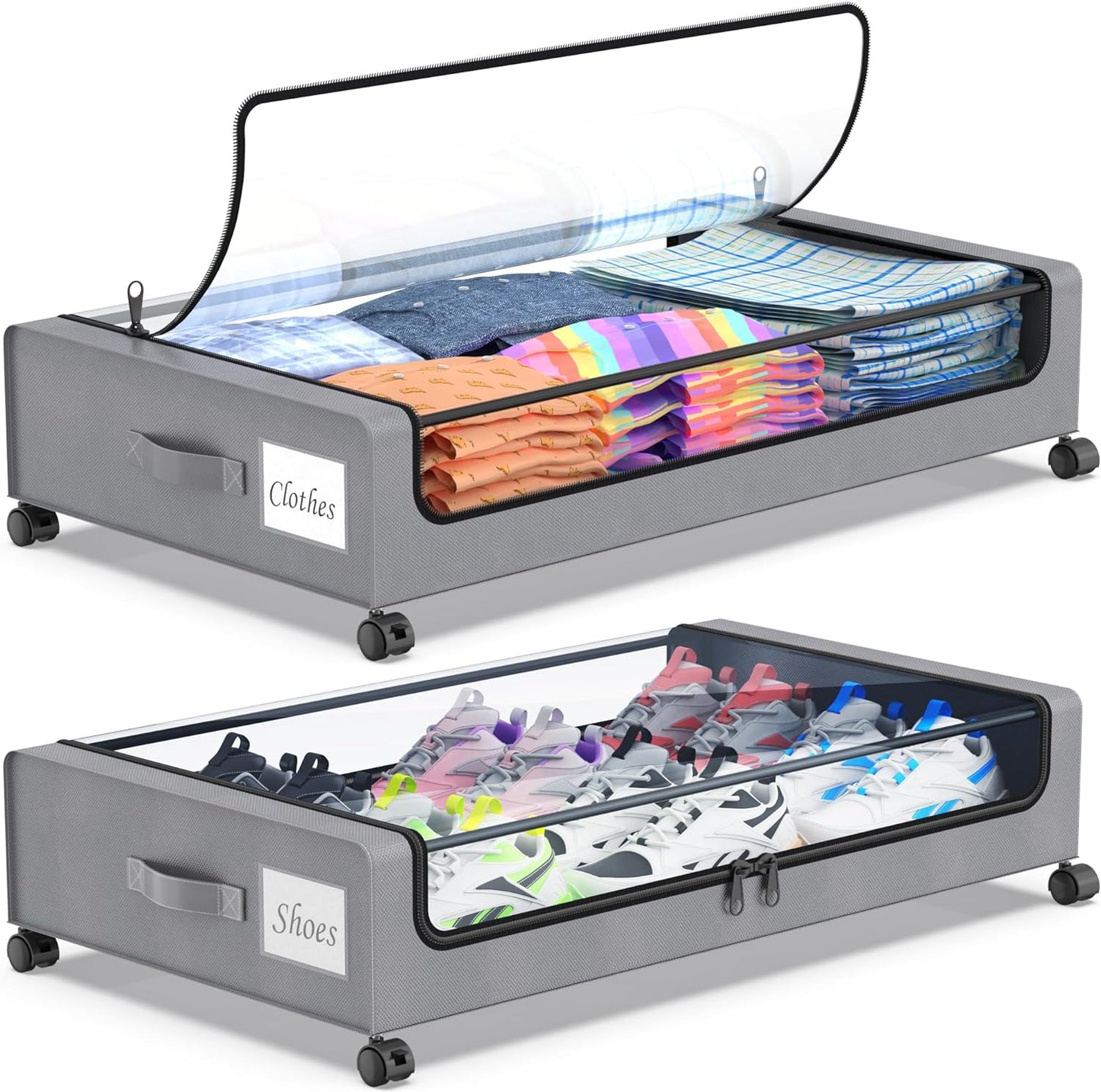 Beborxue Under Bed Storage with Wheels for Shoes and Clothes