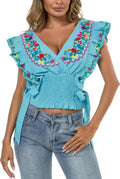 Women's Vibrant Off-Shoulder Embroidered Top for Casual Wear