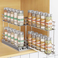 Pull Out Spice Rack Organizer for Cabinet 2-Tier Silver - Narrow Slide