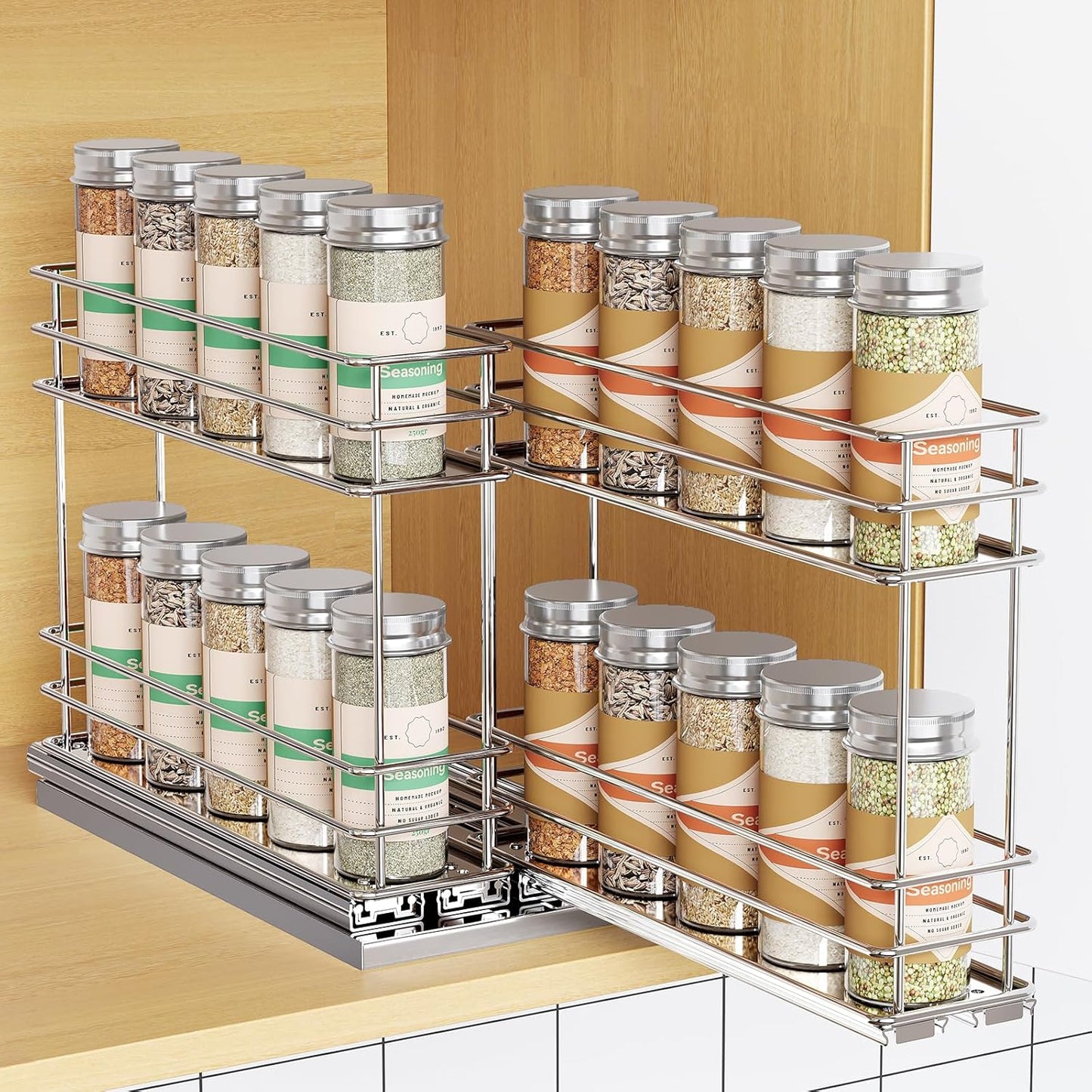 Pull Out Spice Rack Organizer for Cabinet - Easy to Install