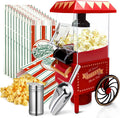 Popcorn Machine Hot Air Popcorn Maker Kit - Compact 10-Cup Retro