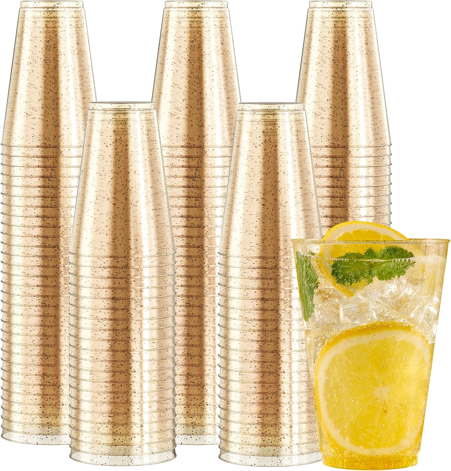 14 oz Gold Plastic Cups by JOLLY CHEF for Elegant Parties