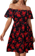 Womens Off Shoulder Ruffle Floral Summer Wedding Guest Dress Dresses