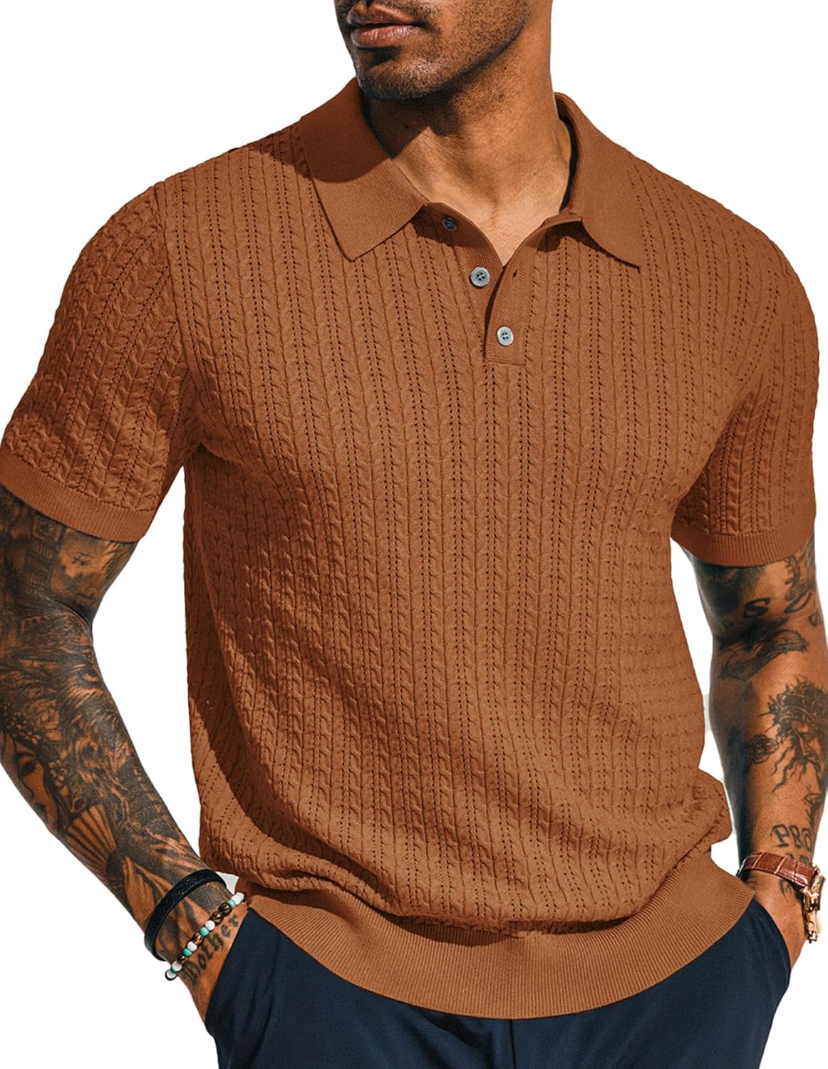 Mens Knit Polo Shirt by PJ PAUL JONES - Stylish and Comfortable