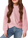 Girl's Twist Front Pullover Sweater - Soft Knit for Fall Winter