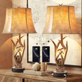 Rustic Western Deer Table Lamps Set of 2 - 26in Antler Nightlight