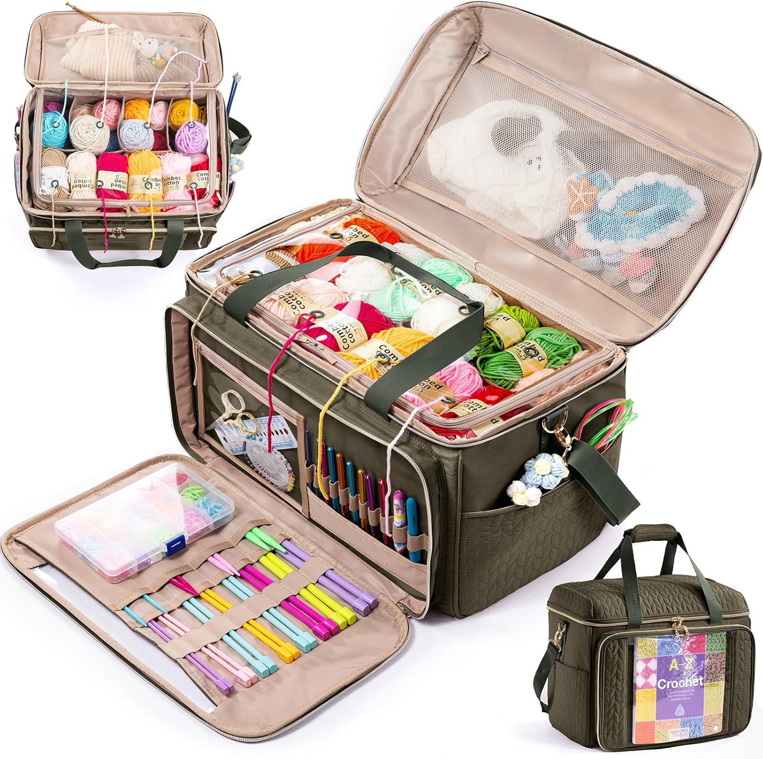 Large Yarn Storage Bag for Crocheting and Knitting Supplies