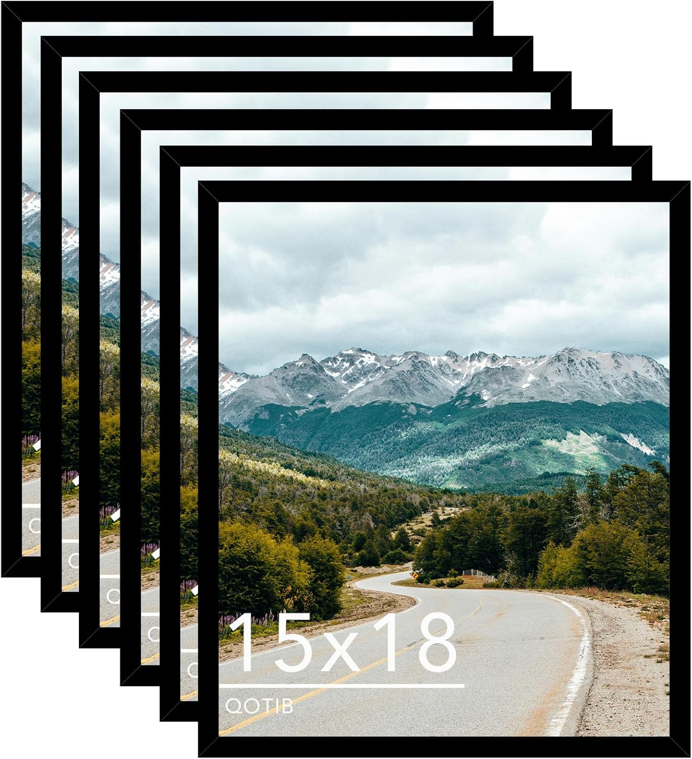 15x18 Black Picture Frames for Wall Hanging - 6 Pack Set