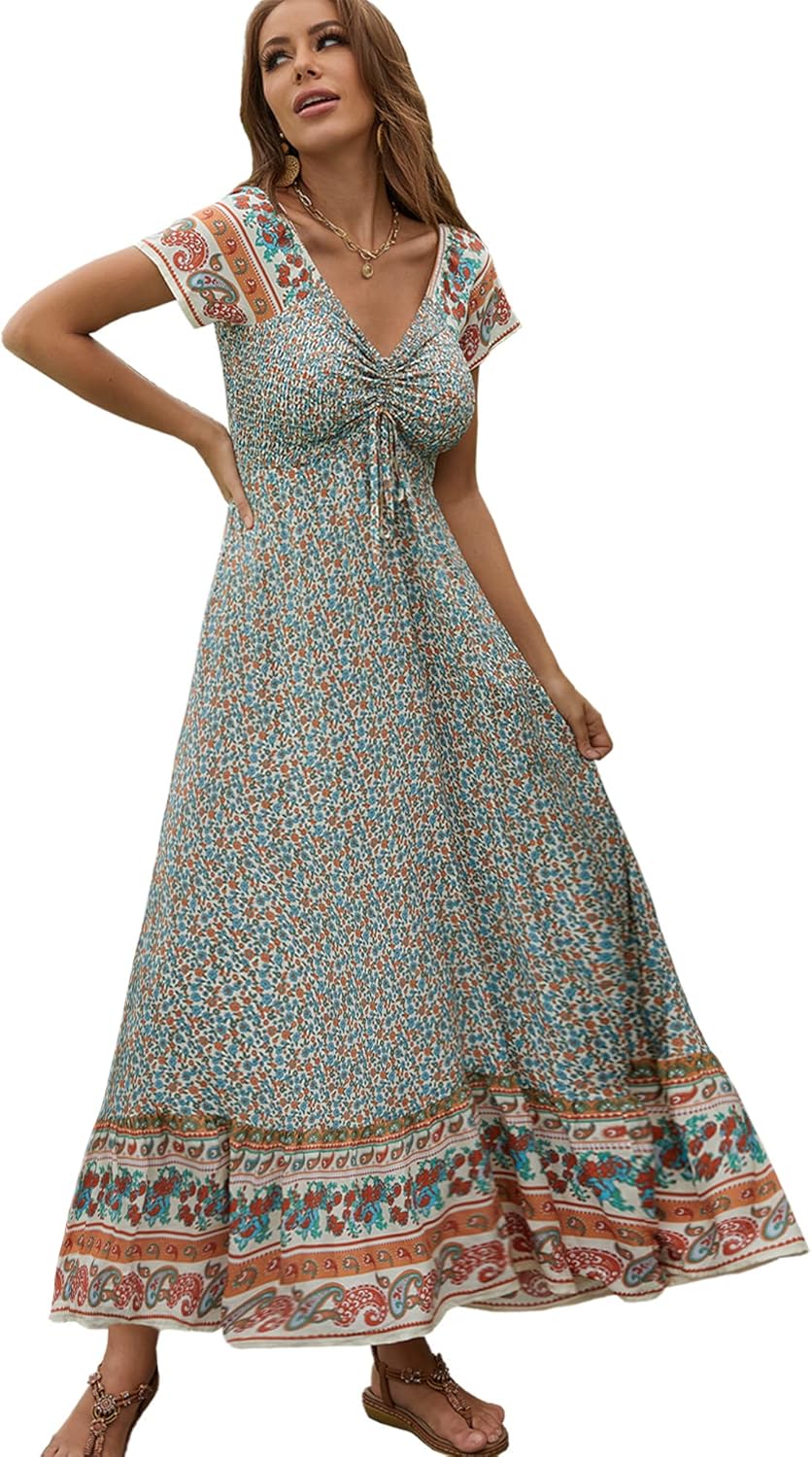 Women's Summer Floral Maxi Dress for Beach and Parties