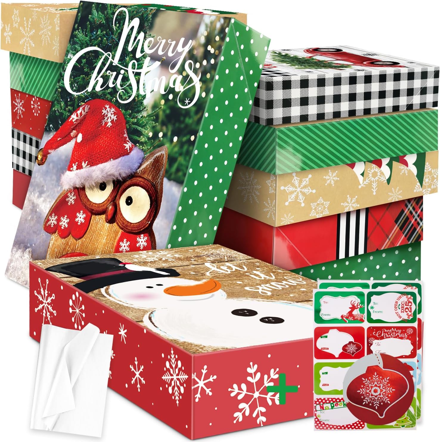12 Extra Large Christmas Gift Wrap Boxes with Lids for Holidays