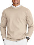 Mens Crew Neck Lightweight Knit Sweater - Slim Fit Fall Layering