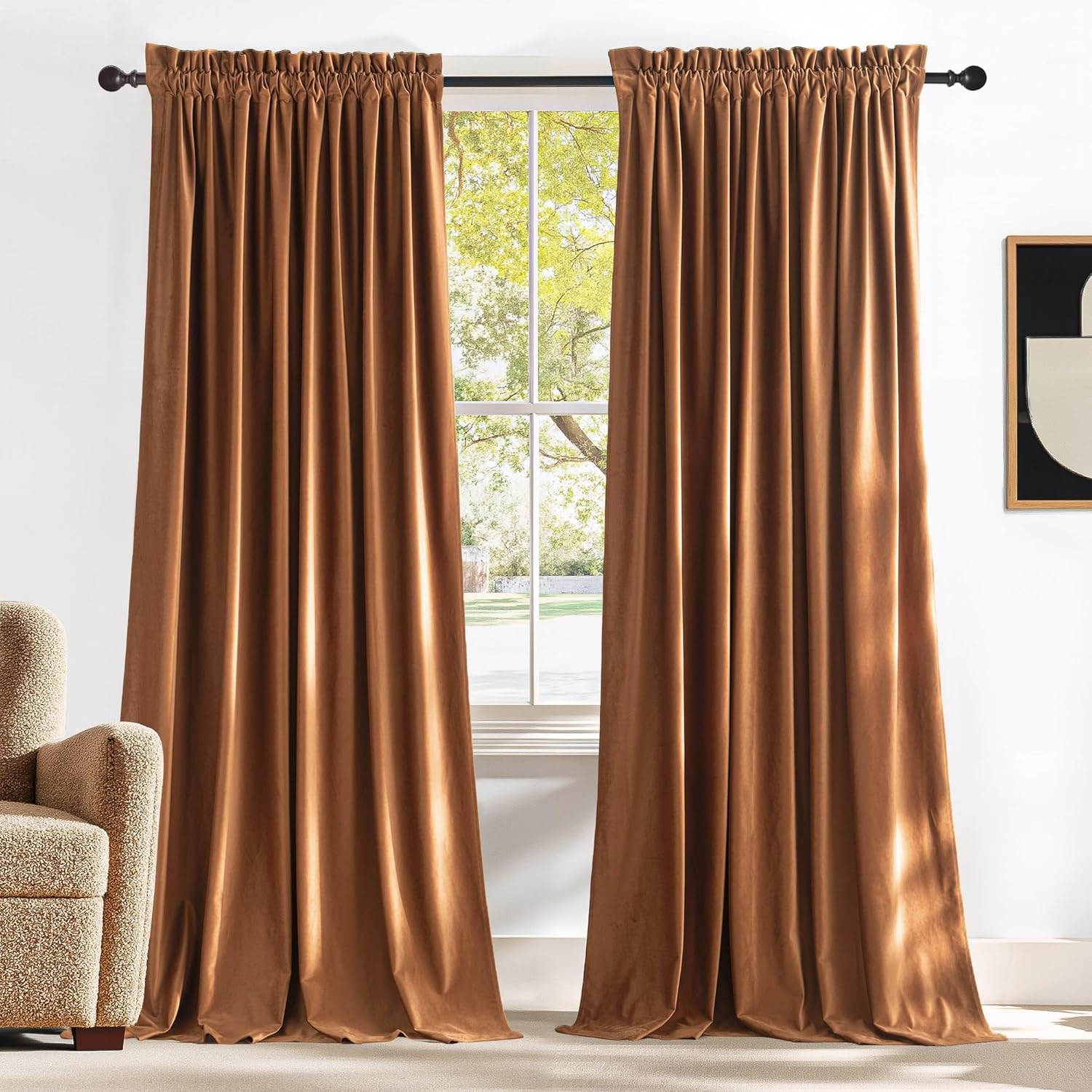 NICETOWN Burnt Orange Blackout Curtains for Sliding Doors