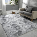 Hutha 5x8 Large Area Rug Tie-Dyed Light Grey - Super Soft Fluffy