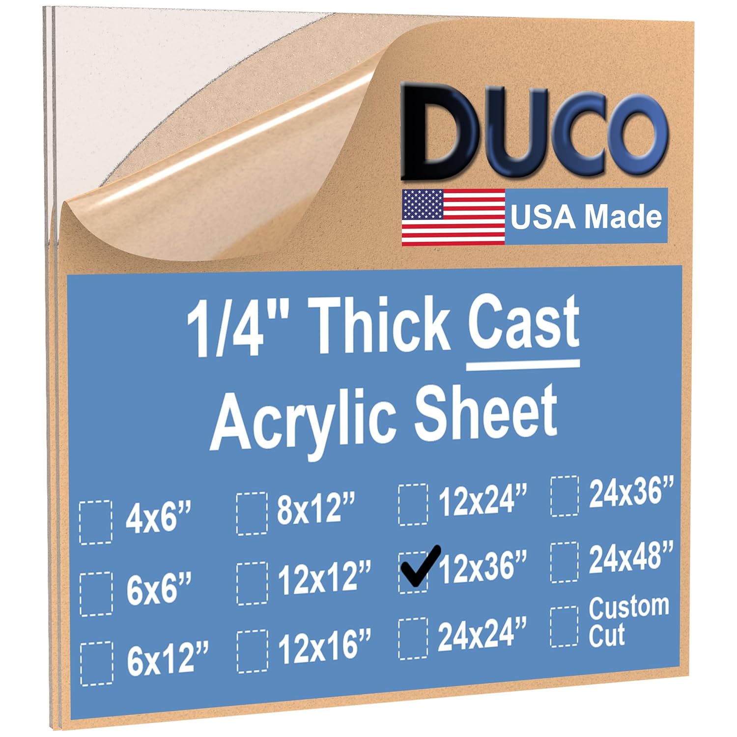 Duco USA-Made Clear Cast Acrylic Sheet for Versatile Projects