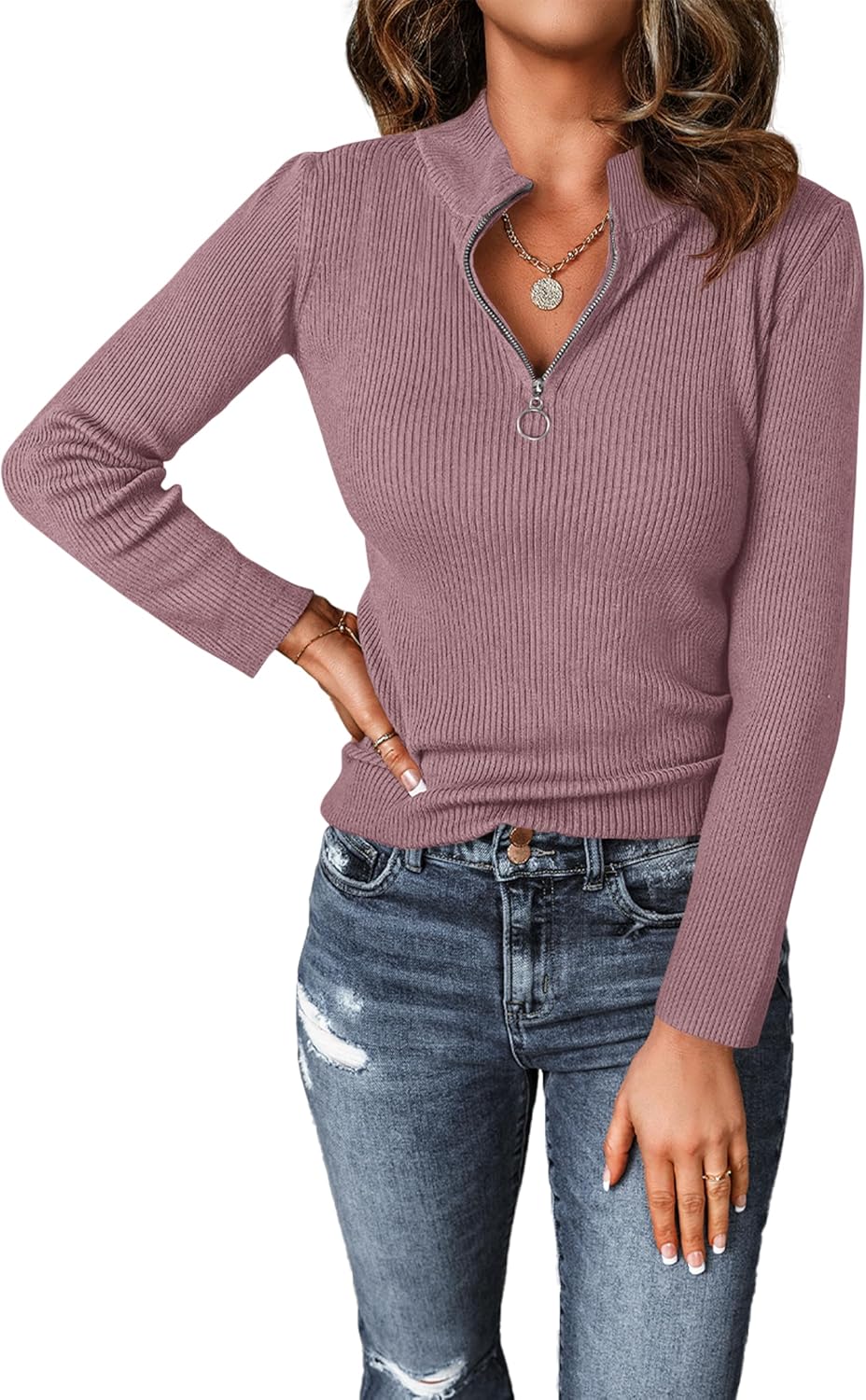 PRETTYGARDEN Fall Quarter Zip Pullover Sweaters for Women