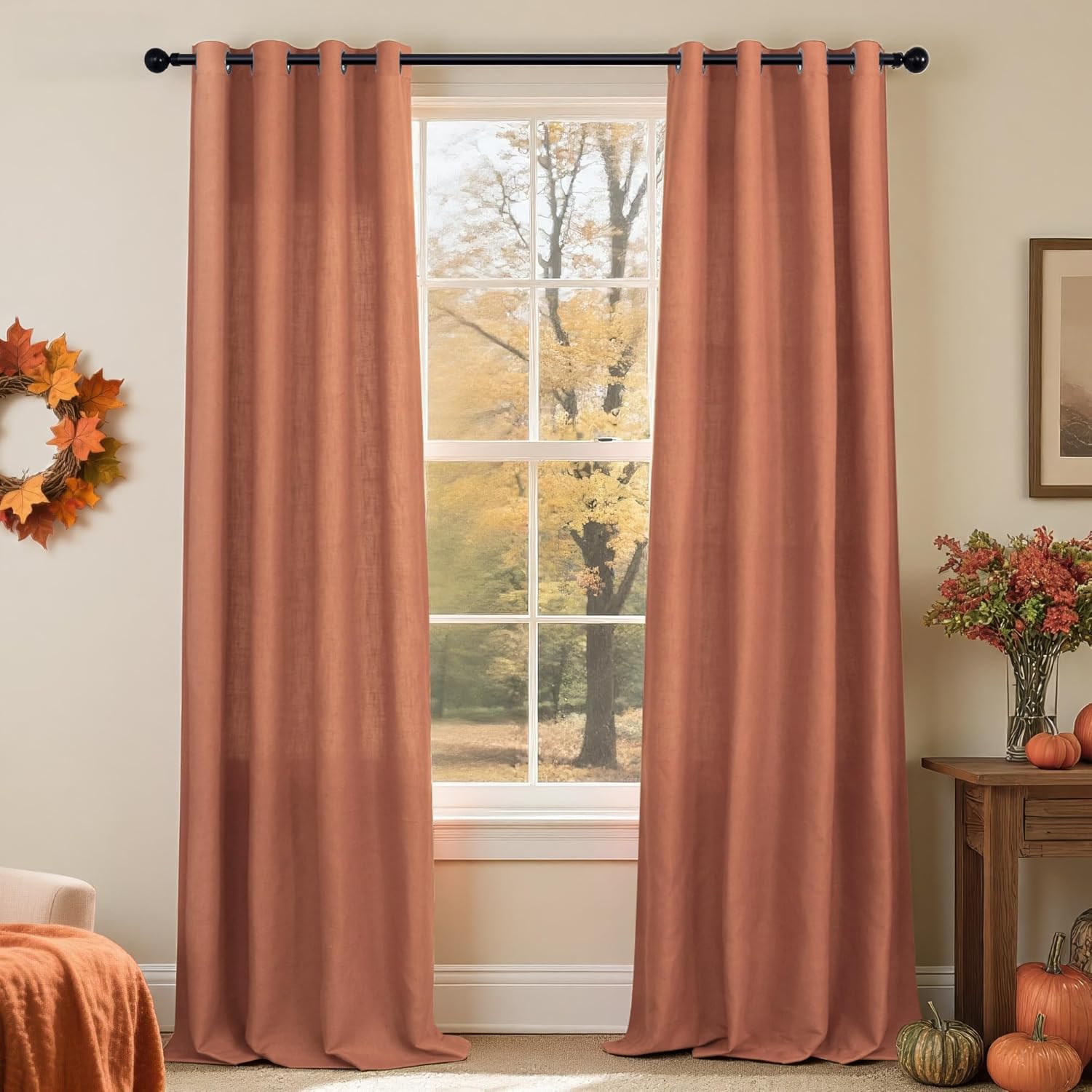 Rust Colored Curtains 96 Inches Long for Rustic Home Decor