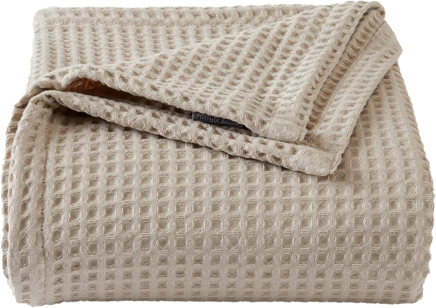 100% Cotton Waffle Weave Bed Blanket for All-Season Comfort